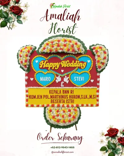 Karangan Papan Bunga Pernikahan di Jinangdalem